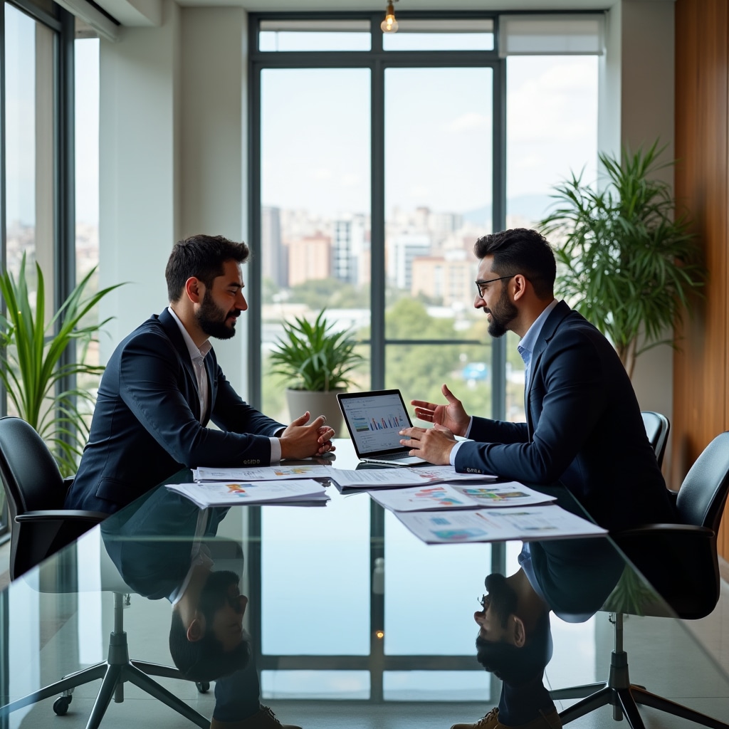 Business consultation meeting in Mexican office setting